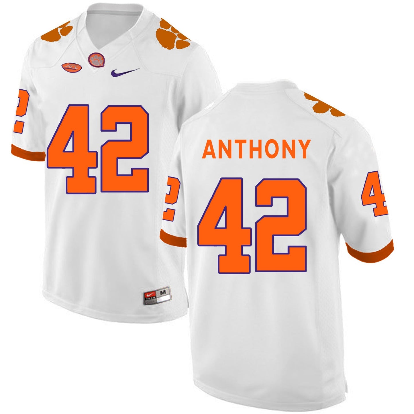 Stephone Anthony 42 White Style 2 College Football Jersey football jersey product view 1