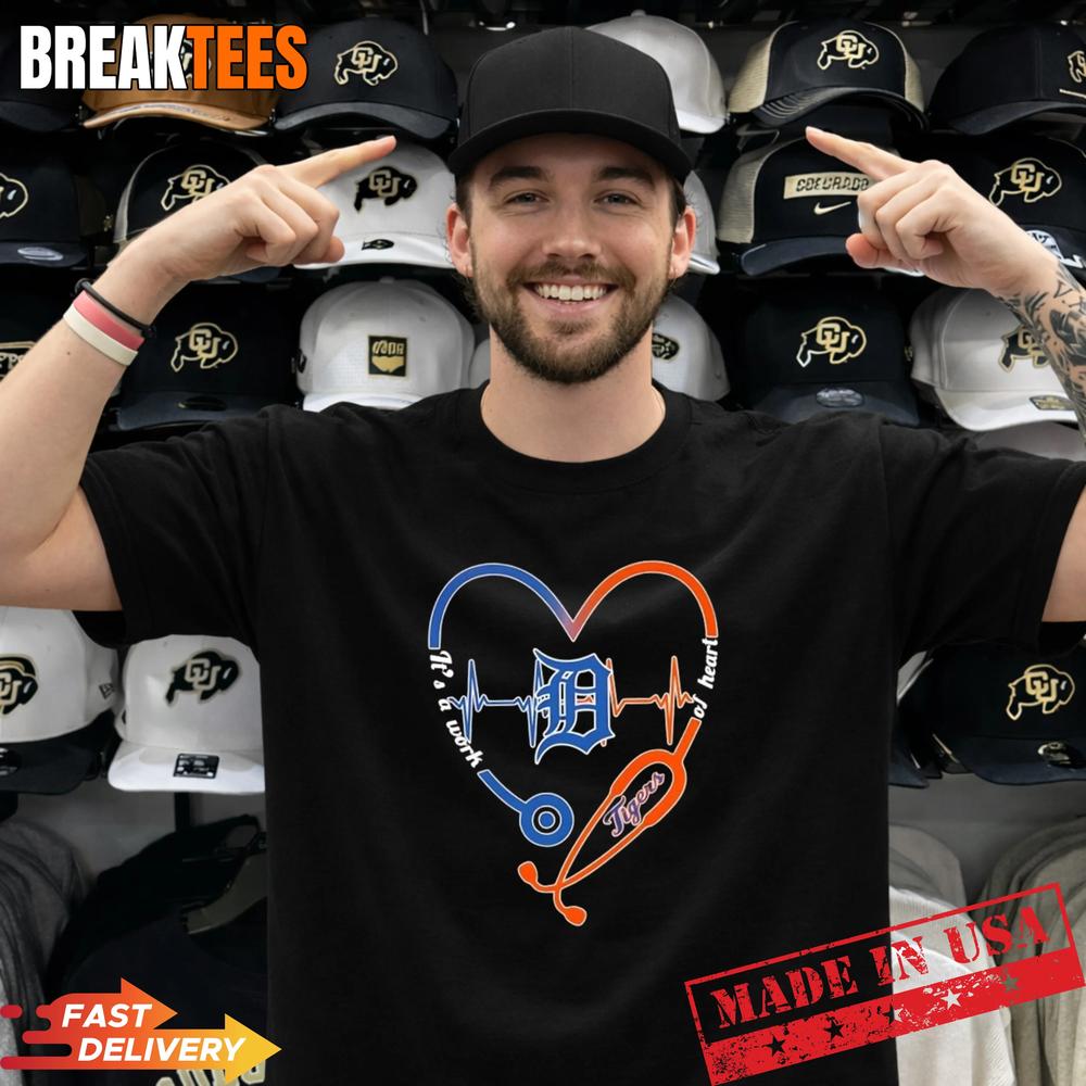 Stethoscope Heart Heartbeat Its A Work Of Heart Detroit Tigers Baseball Logo T-Shirt Unisex T-shirt, Sweatshirt, Hoodie, Long Sleeve Tee - T-Shirt, Sweatshirt, Hoodie