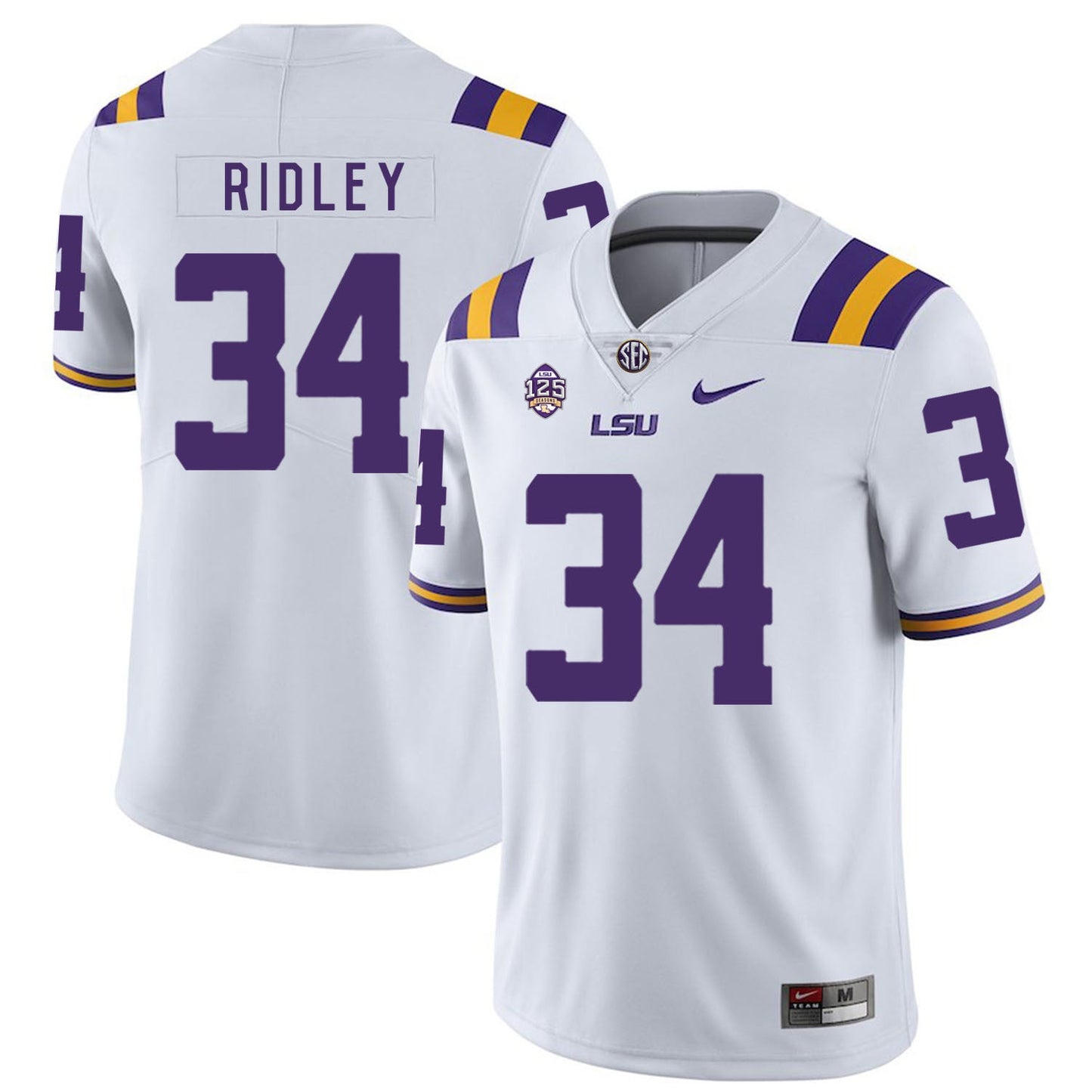 Stevan Ridley 34 White .2jpg College Football Jersey football jersey product view 1