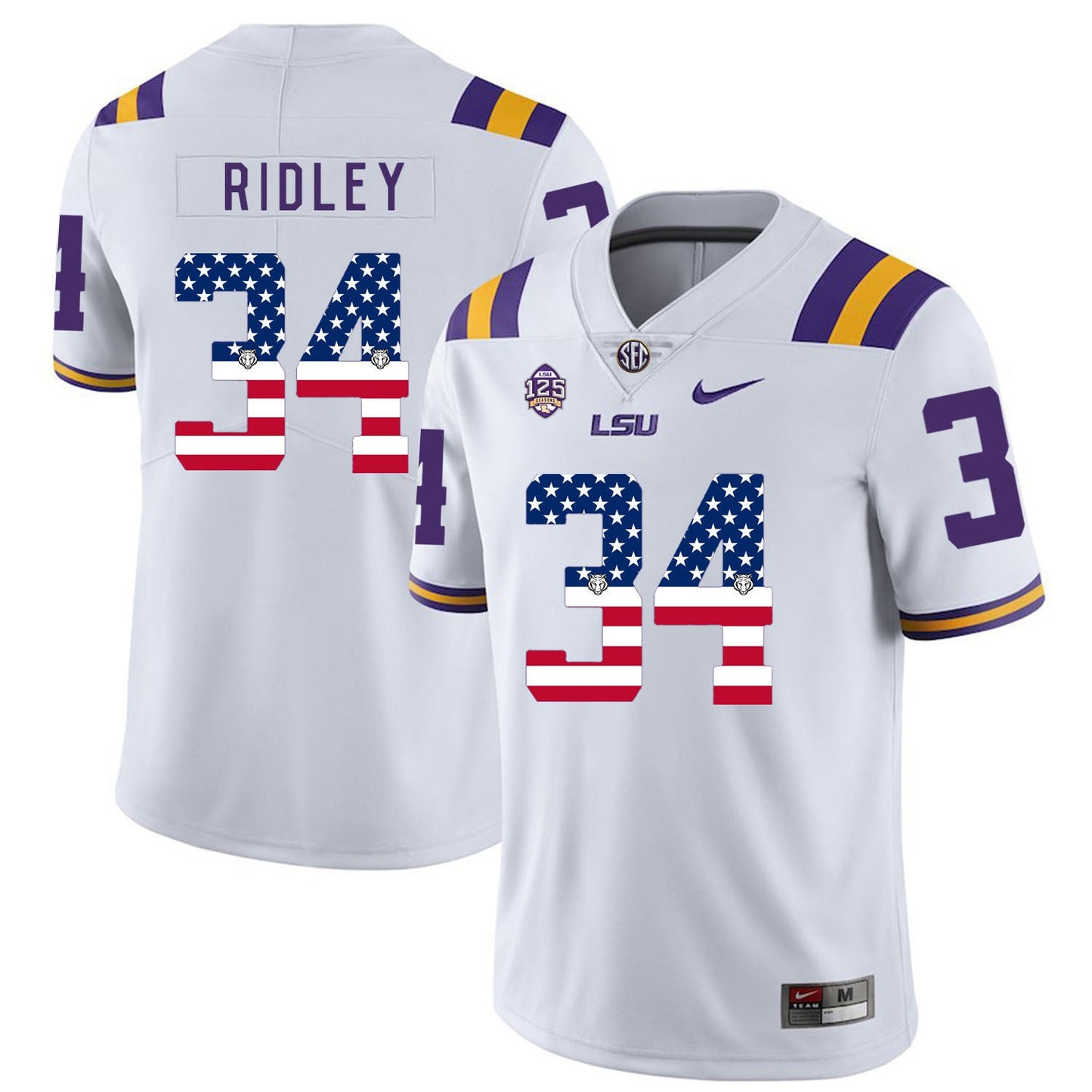 Stevan Ridley 34 White College Football Jersey football jersey product view 1