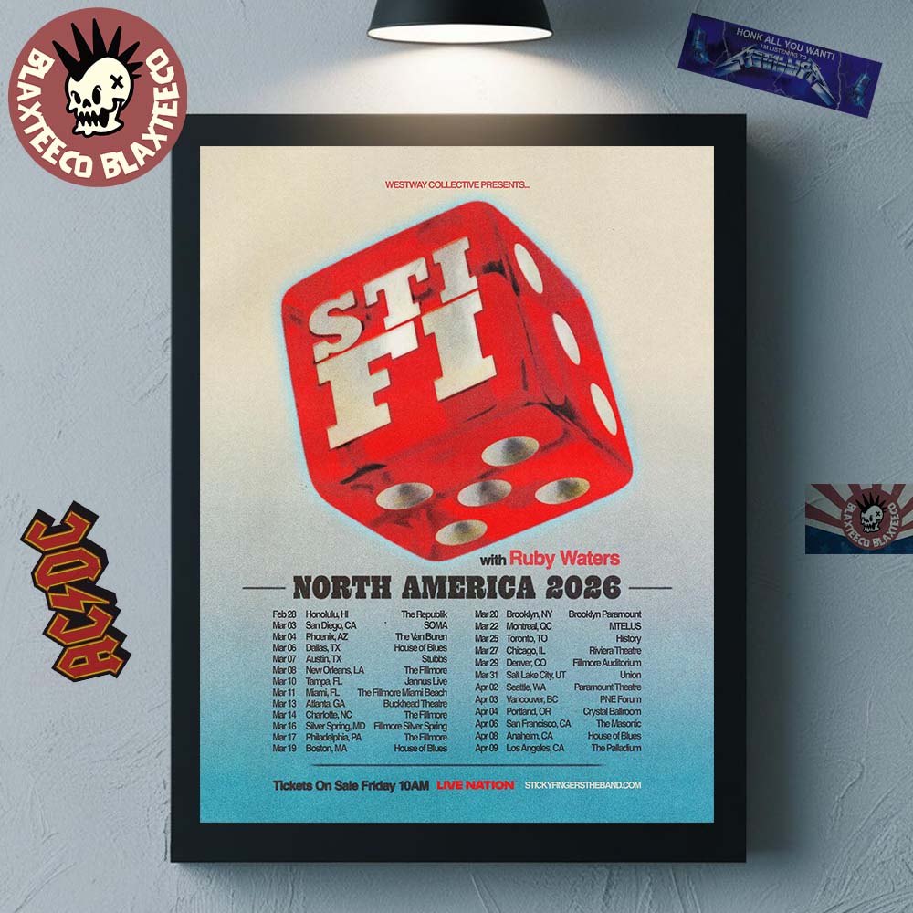 Stick Fingers Band North America 2026 Schedule Dates Home Decor Poster Canvas Unisex T-shirt, Sweatshirt, Hoodie, Long Sleeve Tee - T-Shirt, Sweatshirt, Hoodie