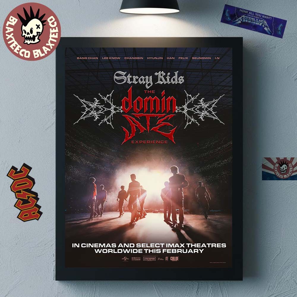 Stray Kids The DominATE Experience Official Film Poster Canvas For Home Decor Unisex T-shirt, Sweatshirt, Hoodie, Long Sleeve Tee - T-Shirt, Sweatshirt, Hoodie