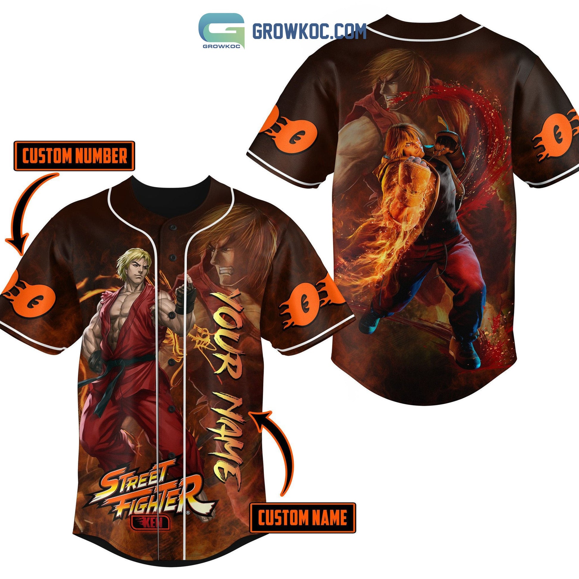 Street Fighter Capcom Personalized Baseball Jersey baseball jersey product view 1