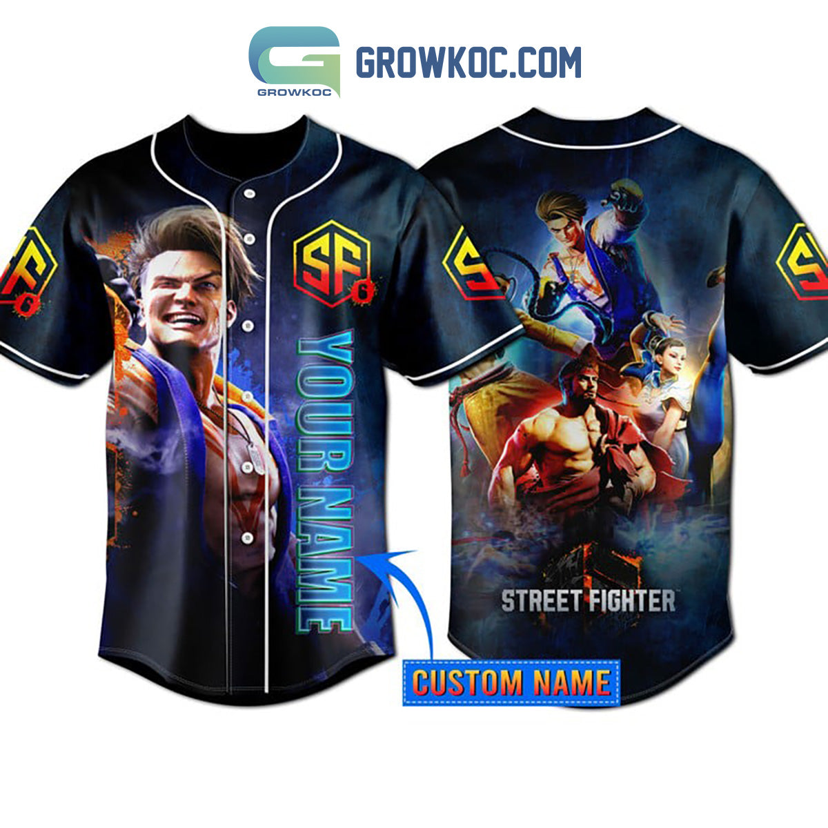 Street Fighter Game Personalized Baseball Jersey baseball jersey product view 1