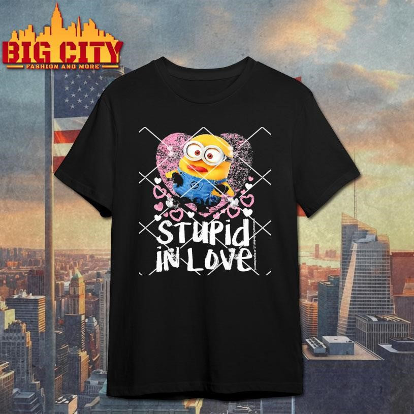 Stupid in Love Minion Hearts Romantic Valentine Shirt Unisex T-shirt, Sweatshirt, Hoodie, Long Sleeve Tee - T-Shirt, Sweatshirt, Hoodie