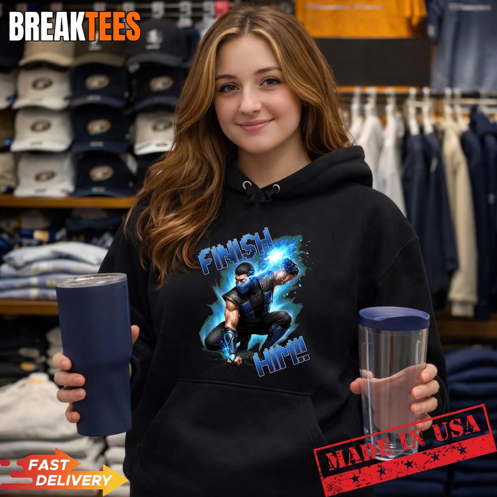 Sub Zero Finish Him Ninja Fighter Blue Energy - Adult & Kids T-Shirts, Sweatshirts & Hoodies apparel design preview 2