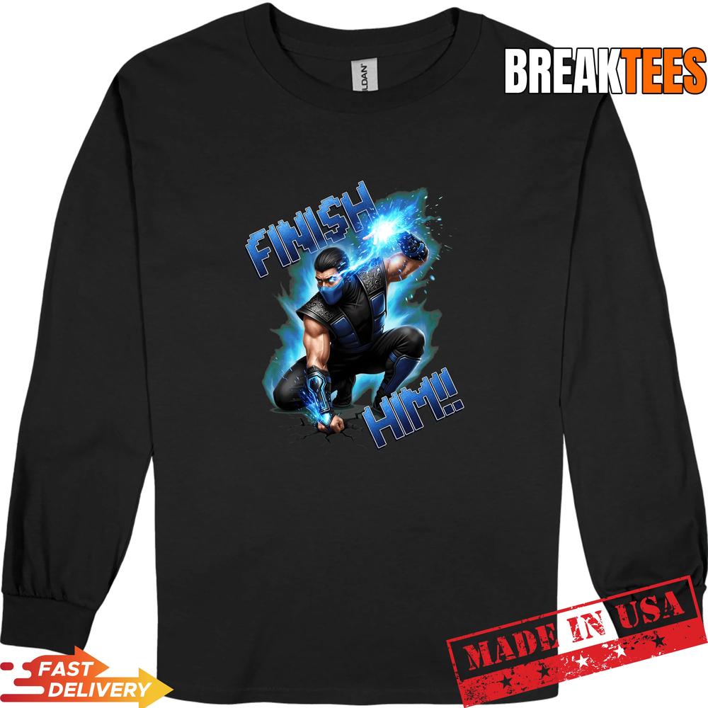 Sub Zero Finish Him Ninja Fighter Blue Energy - Adult & Kids T-Shirts, Sweatshirts & Hoodies apparel design preview 3
