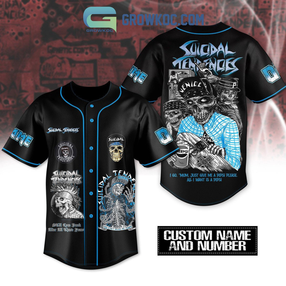 Suicidal Tendencies Just Give Me A Pepsi Please All I Want Is A Pepsi Personalized Baseball Jersey baseball jersey product view 1