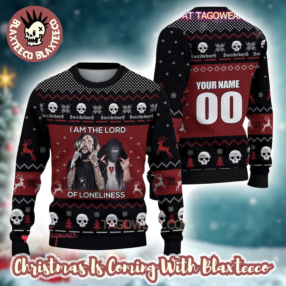 Suicideboys I Am The Lord Of Loneliness Personalized Knitted Ugly Christmas Sweater Unisex T-shirt, Sweatshirt, Hoodie, Long Sleeve Tee - T-Shirt, Sweatshirt, Hoodie