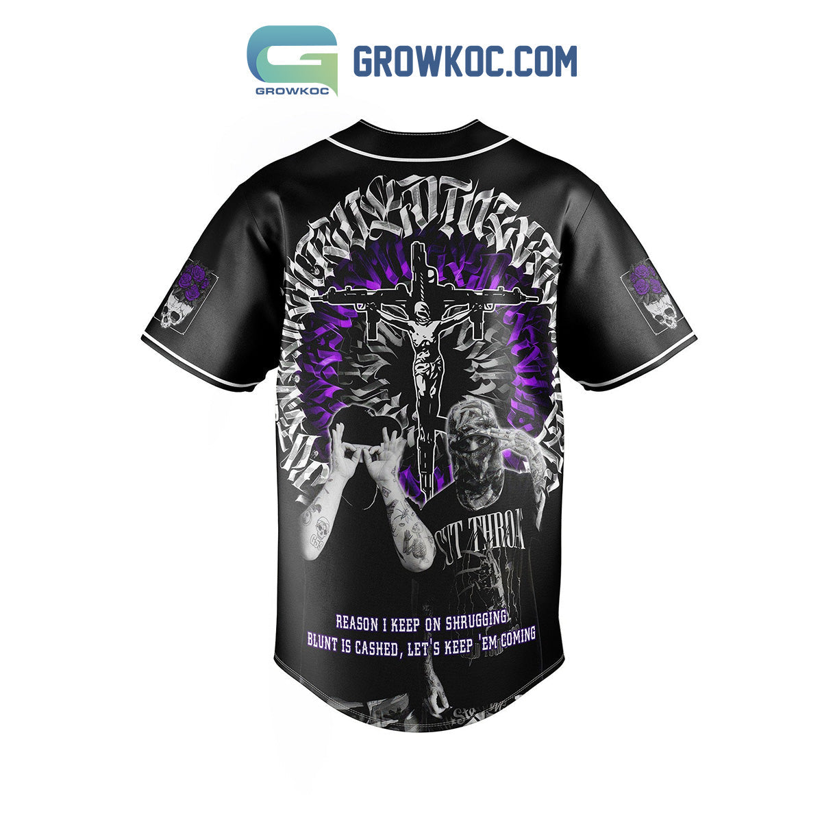 Suicideboys Reason I Keep On Shrugging Blunt Is Cashed Let’s Keep ‘Em Coming Baseball Jersey baseball jersey product view 3