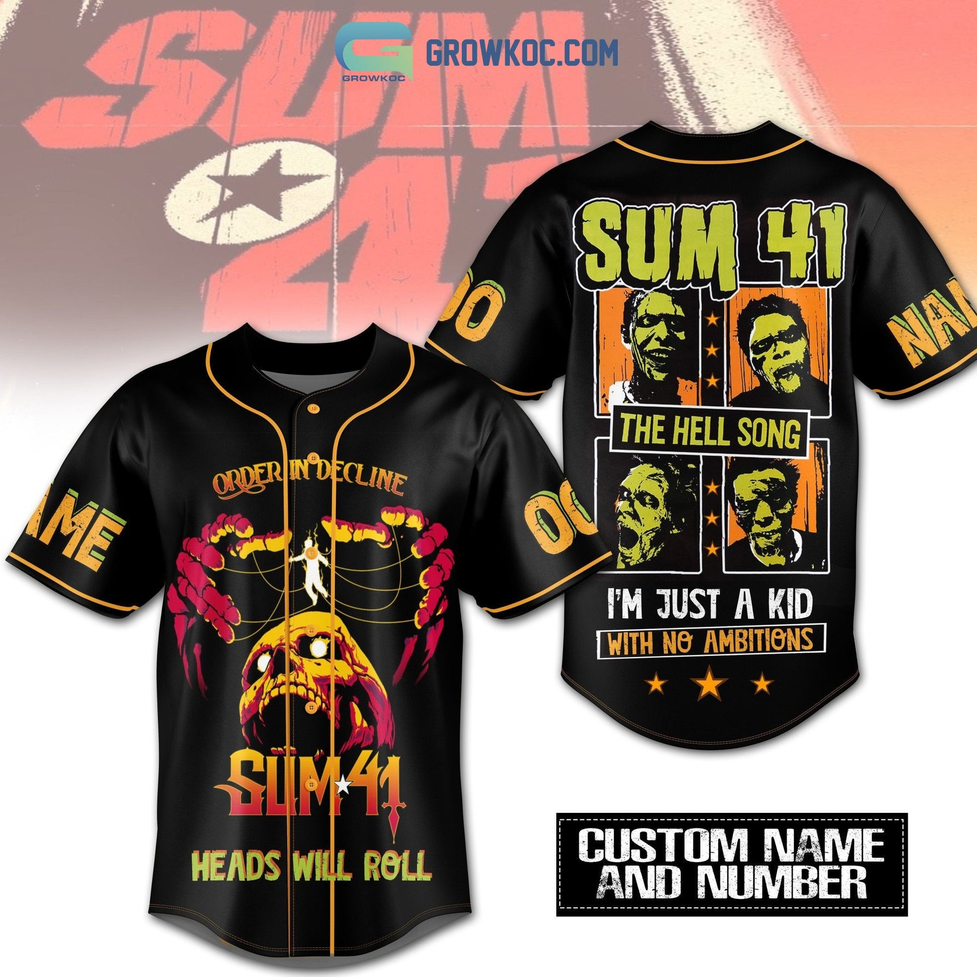 Sum 41 Order In Decline Heads Will Roll Personalized Baseball Jersey baseball jersey product view 1