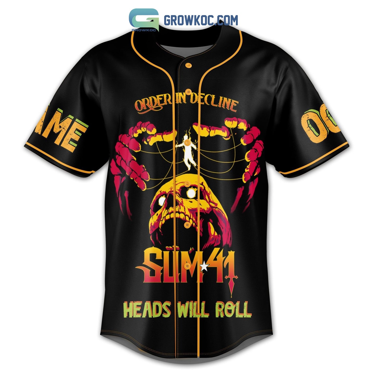Sum 41 Order In Decline Heads Will Roll Personalized Baseball Jersey baseball jersey product view 2