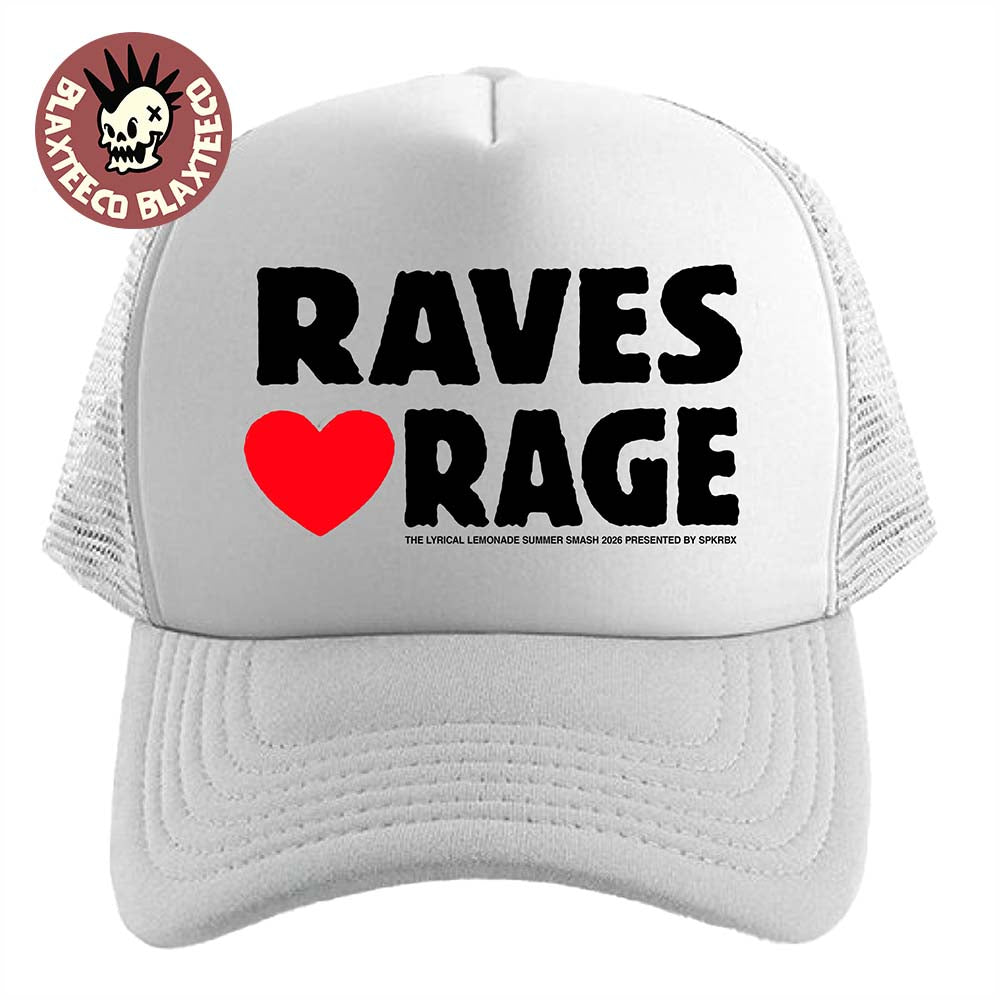 Summer Smash 2026 Festival Merch Raves Love Rage White Trucker Cap Hat Unisex T-shirt, Sweatshirt, Hoodie, Long Sleeve Tee - T-Shirt, Sweatshirt, Hoodie