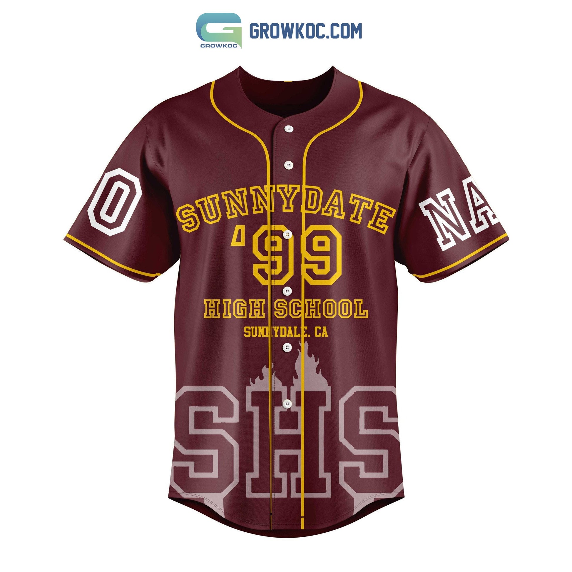 Sunnydale High School 99 The Future Is Ours Personalized Baseball Jersey baseball jersey product view 2