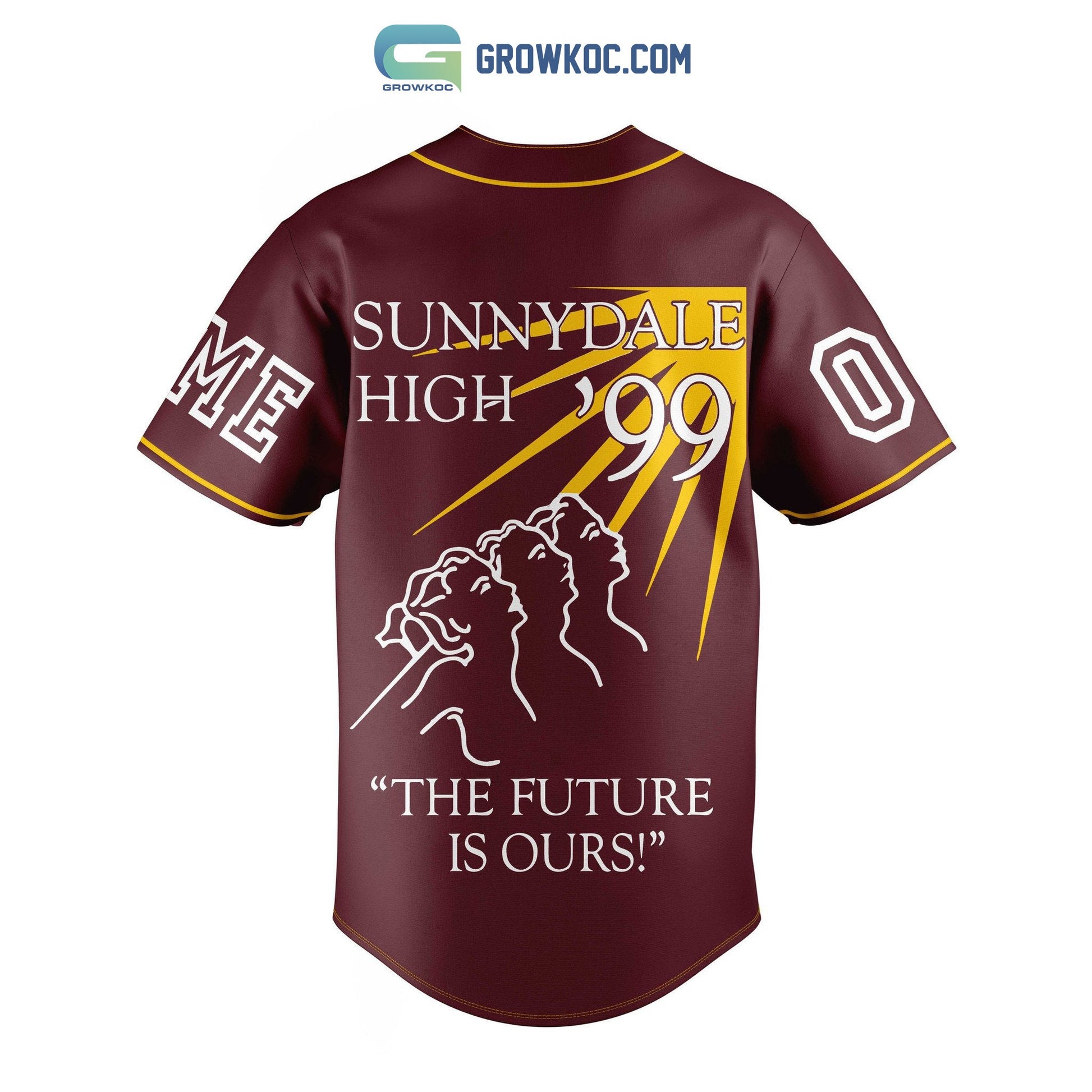 Sunnydale High School 99 The Future Is Ours Personalized Baseball Jersey baseball jersey product view 3