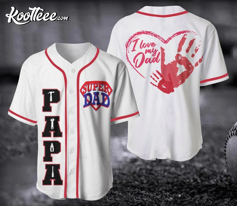 Super Dad Gift For Dad Father’s day Gift Baseball Jersey baseball jersey product view 1