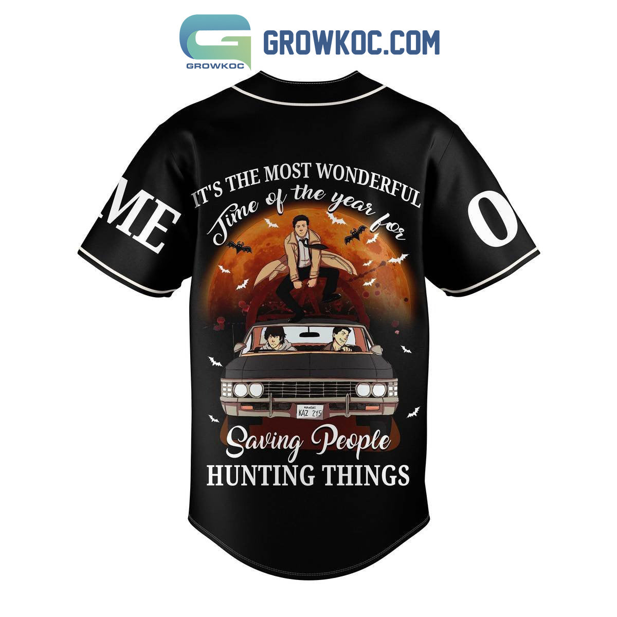 Super Natural Winchester Brothers Saving People Hunting Things Personalized Baseball Jersey baseball jersey product view 3