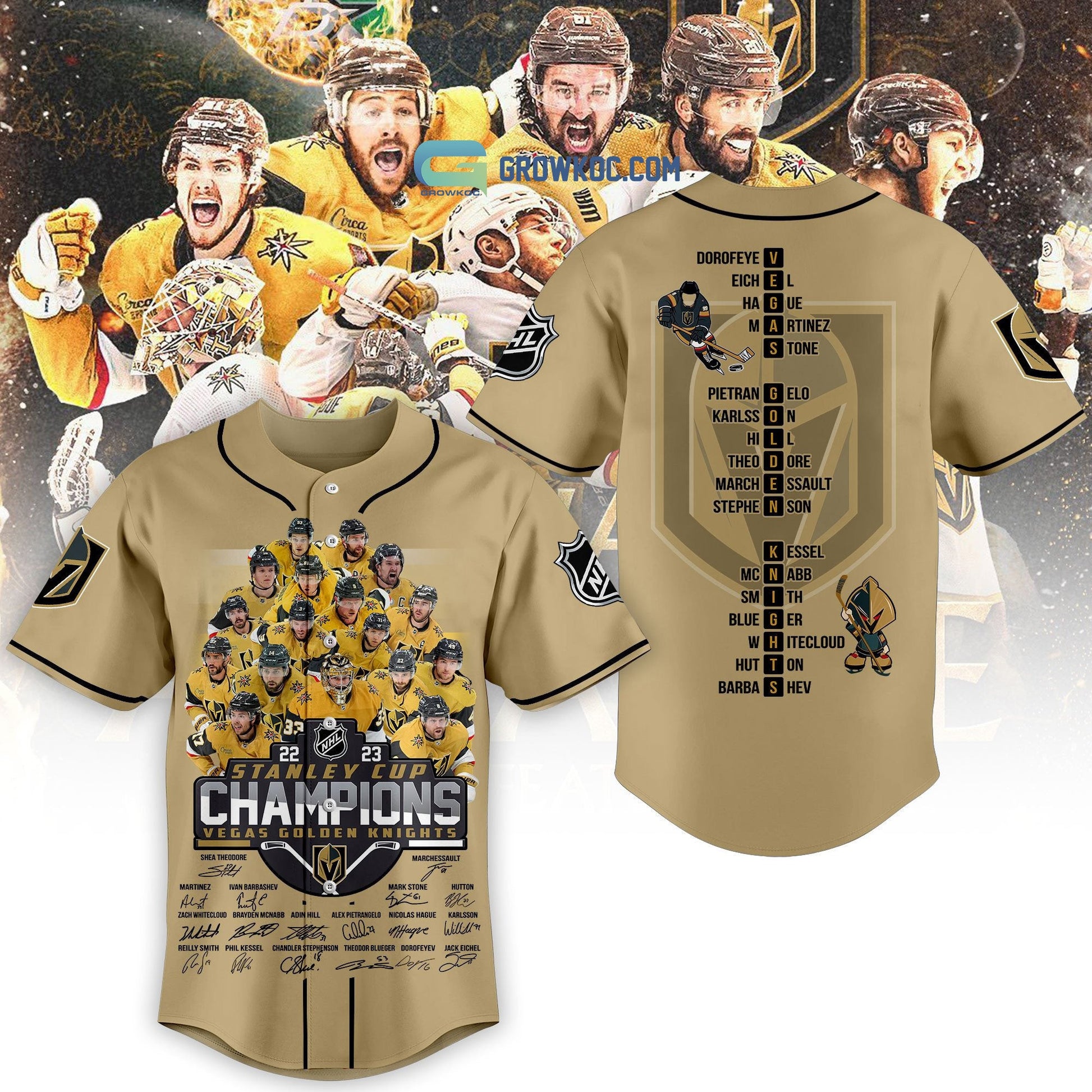 Super Team Vegas Golden Knights NHL Stanley Cup Champions 2023 Baseball Jersey hockey jersey product view 1