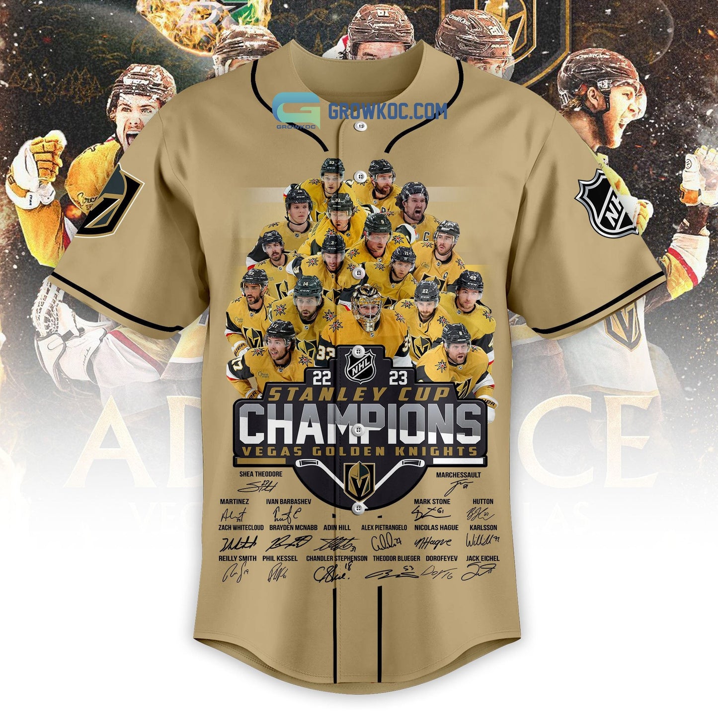 Super Team Vegas Golden Knights NHL Stanley Cup Champions 2023 Baseball Jersey hockey jersey product view 2