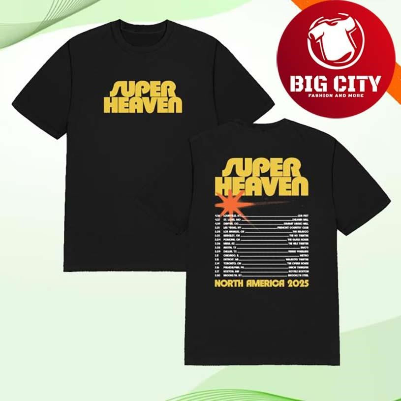Superheaven North America 2025 Tour Two Sided Shirt Unisex T-shirt, Sweatshirt, Hoodie, Long Sleeve Tee - T-Shirt, Sweatshirt, Hoodie