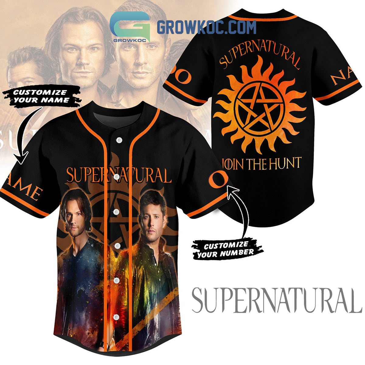 Supernatural Series Fan Personalized Baseball Jersey baseball jersey product view 1