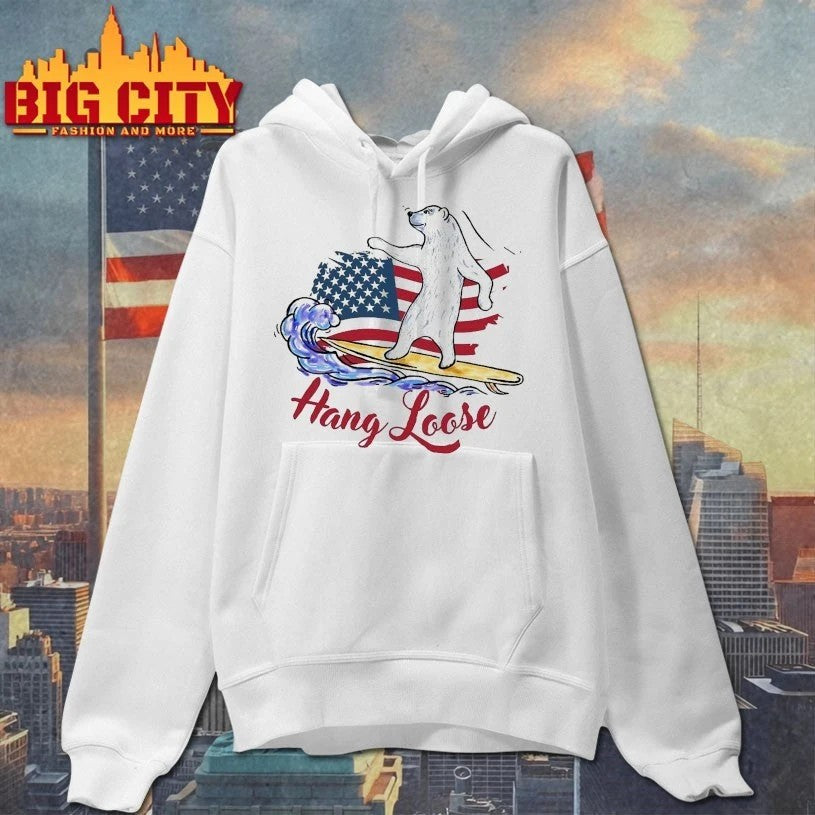 Surf Bear Hang Loose - Adult & Kids T-Shirts, Sweatshirts & Hoodies apparel design preview 2