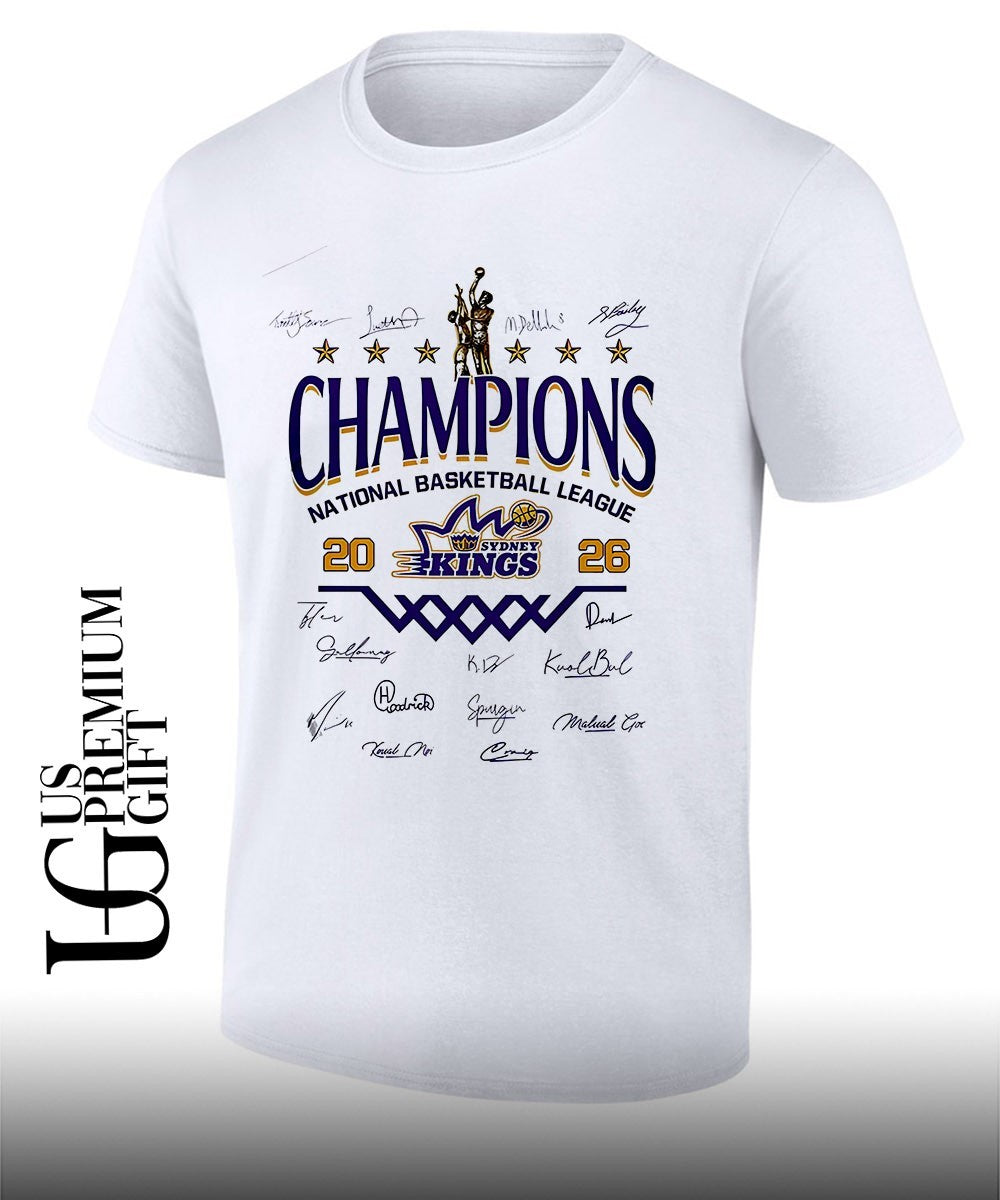 Sydney Kings National Basketball League Champions 2026 signature shirt Unisex T-shirt, Sweatshirt, Hoodie, Long Sleeve Tee - T-Shirt, Sweatshirt, Hoodie
