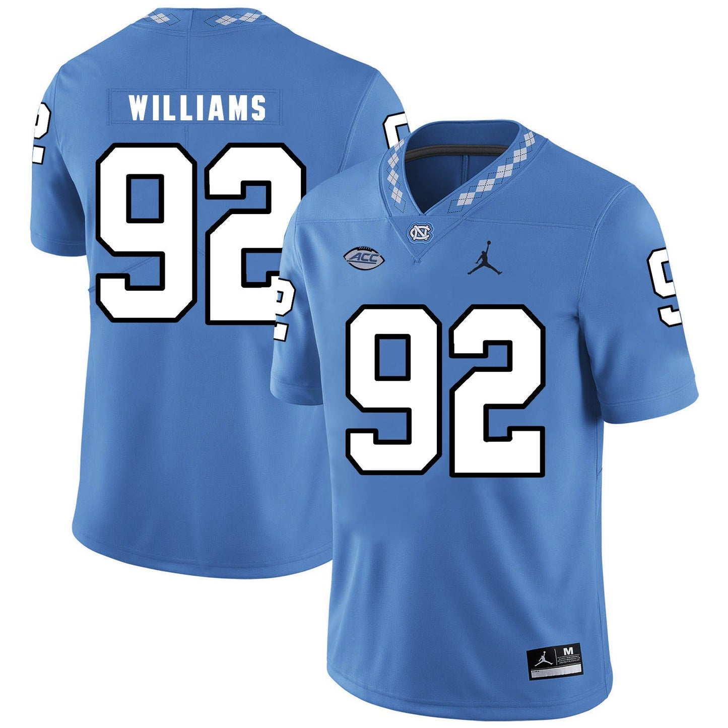 Sylvester Williams 92 Carolina Blue College Football Jersey football jersey product view 1