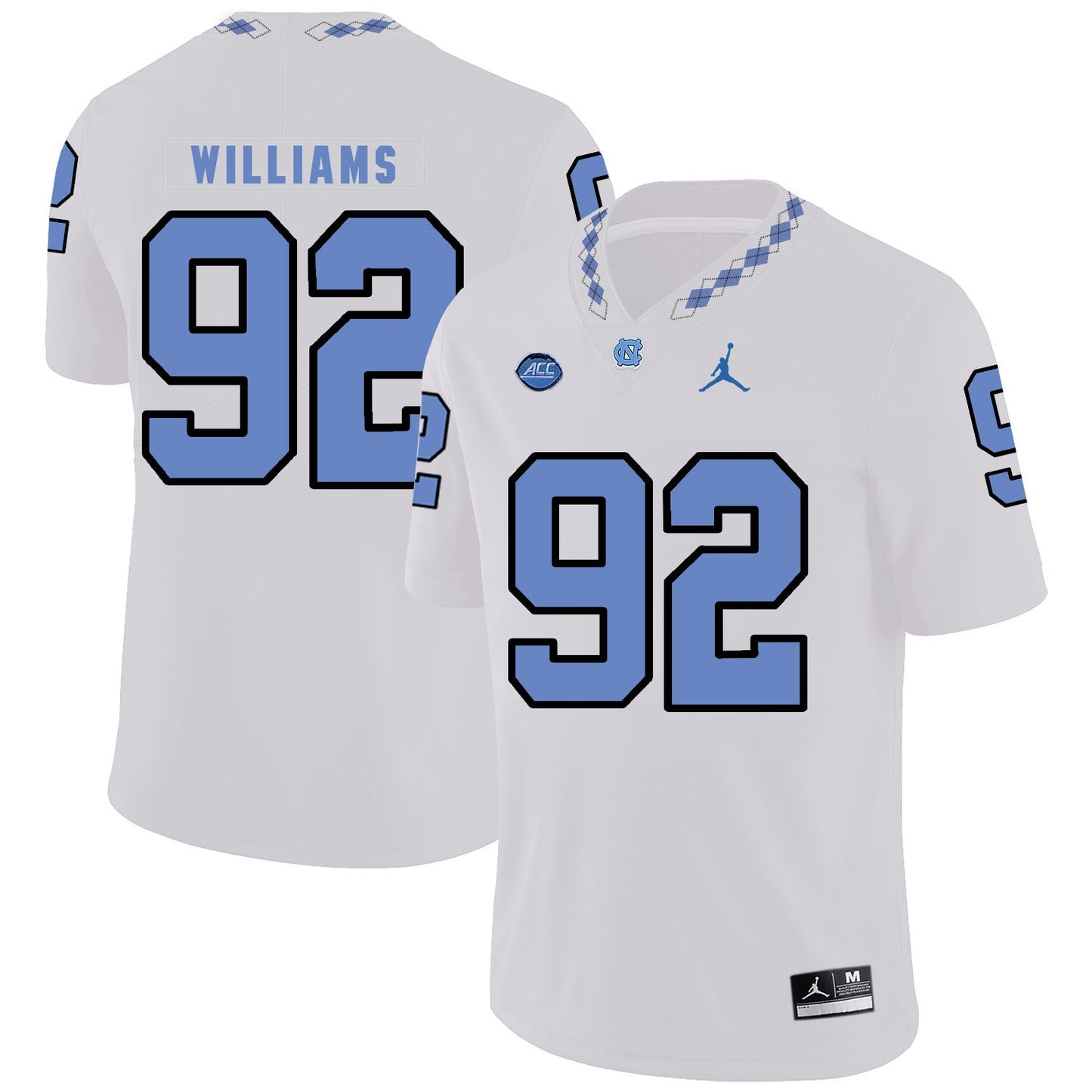 Sylvester Williams 92 White College Football Jersey football jersey product view 1