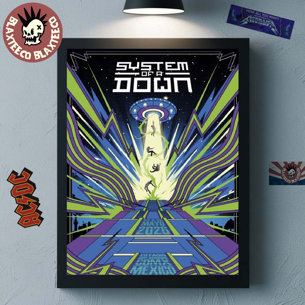 System Of A Down CDMX Mexico 2026 Pop Up Shop Event Poster At Estadio GNP Seguros On 27 And 28 May 2026 UFO Spaceship Poster Canvas - T-Shirt, Sweatshirt, Hoodie