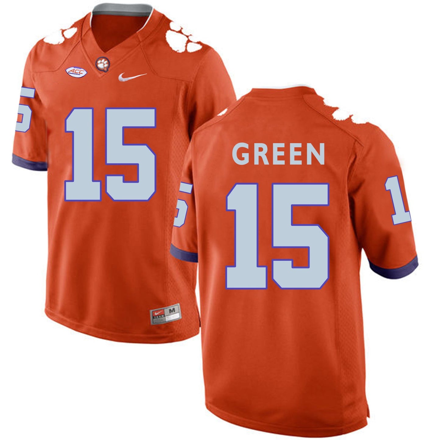 T.J. Green 15 Orange Style 2 College Football Jersey football jersey product view 1