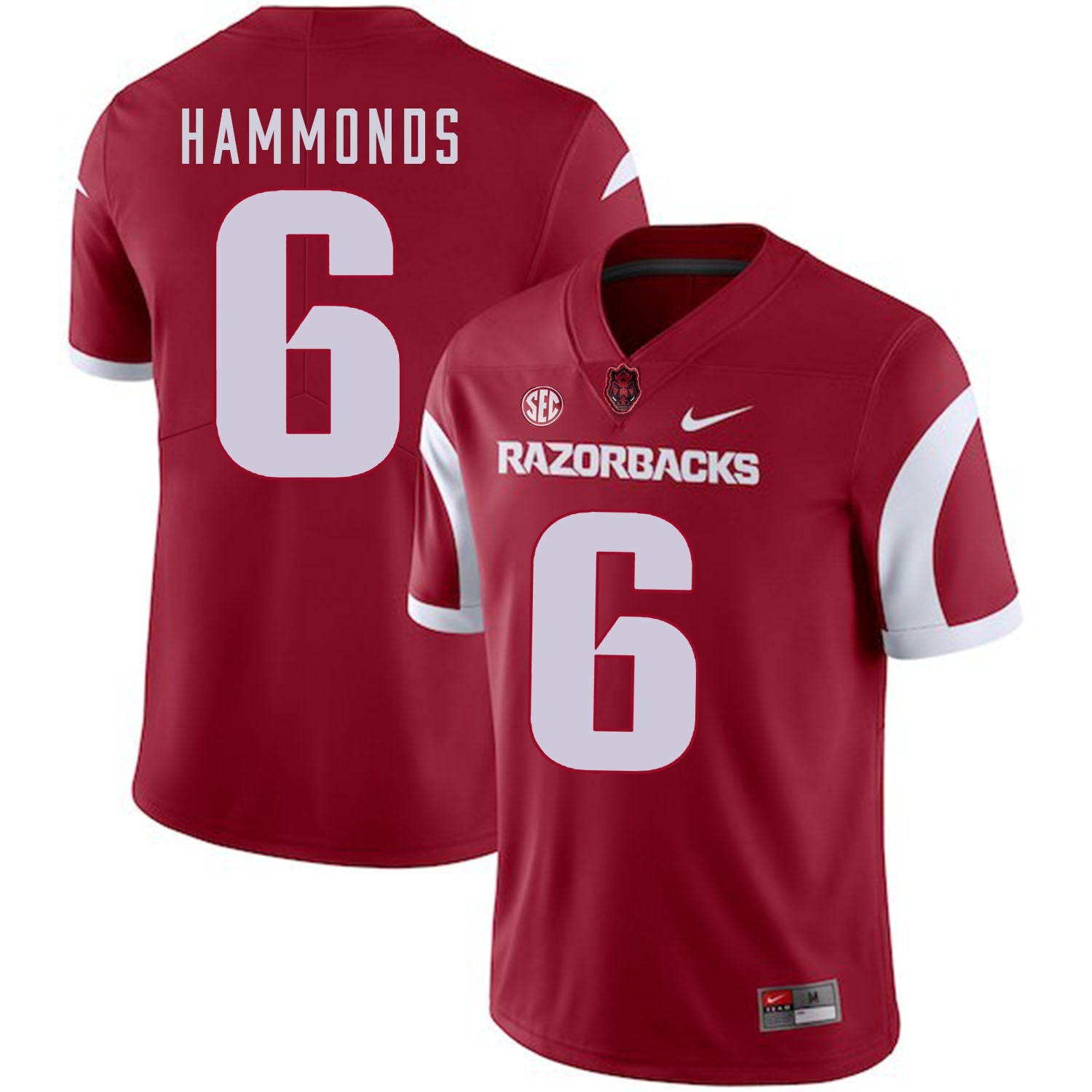 T.J. Hammonds 6 Red College Football Jersey football jersey product view 1