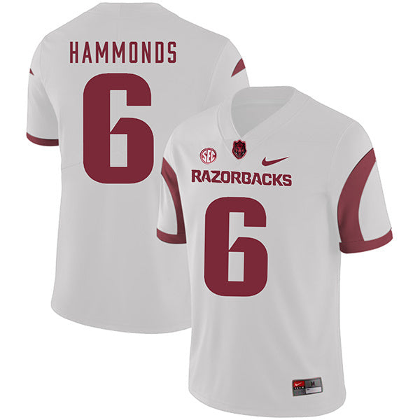 T.J. Hammonds 6 White College Football Jersey football jersey product view 1