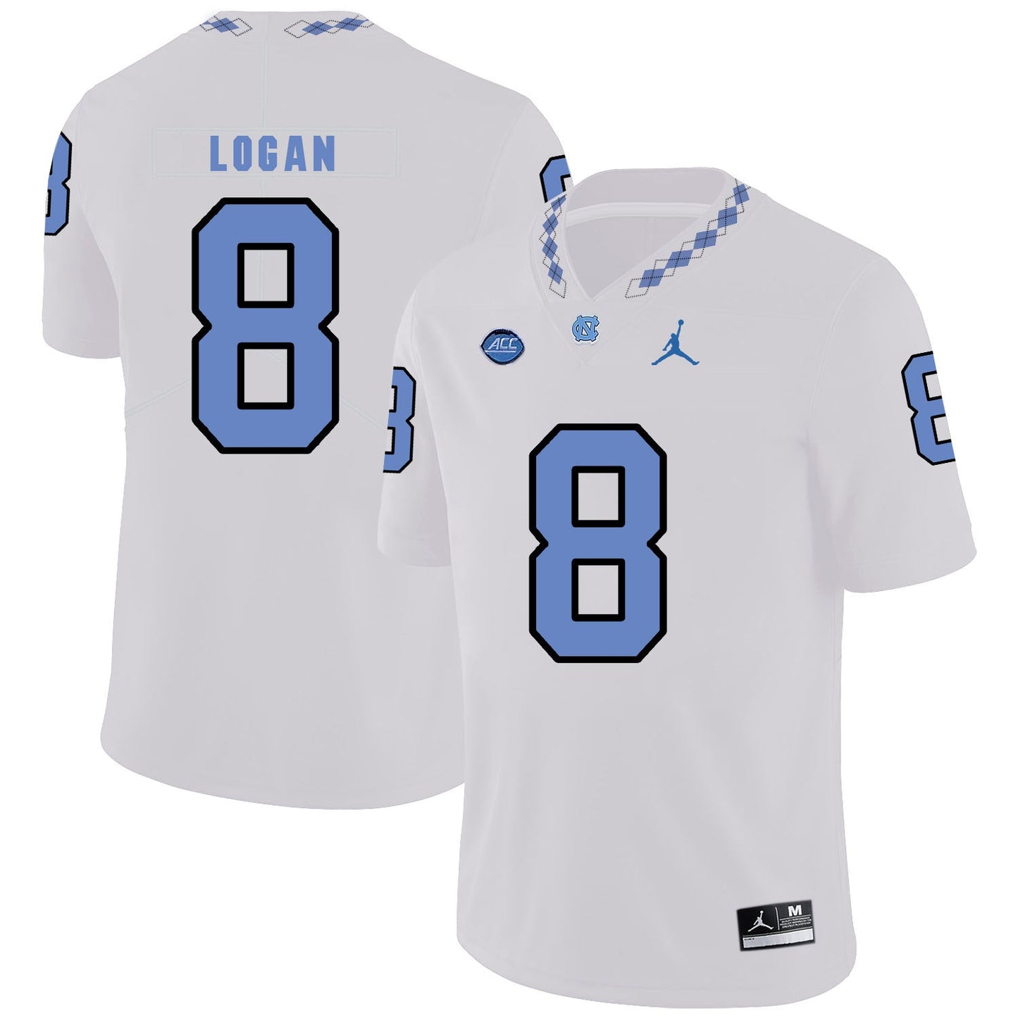T.J. Logan 8 White College Football Jersey football jersey product view 1