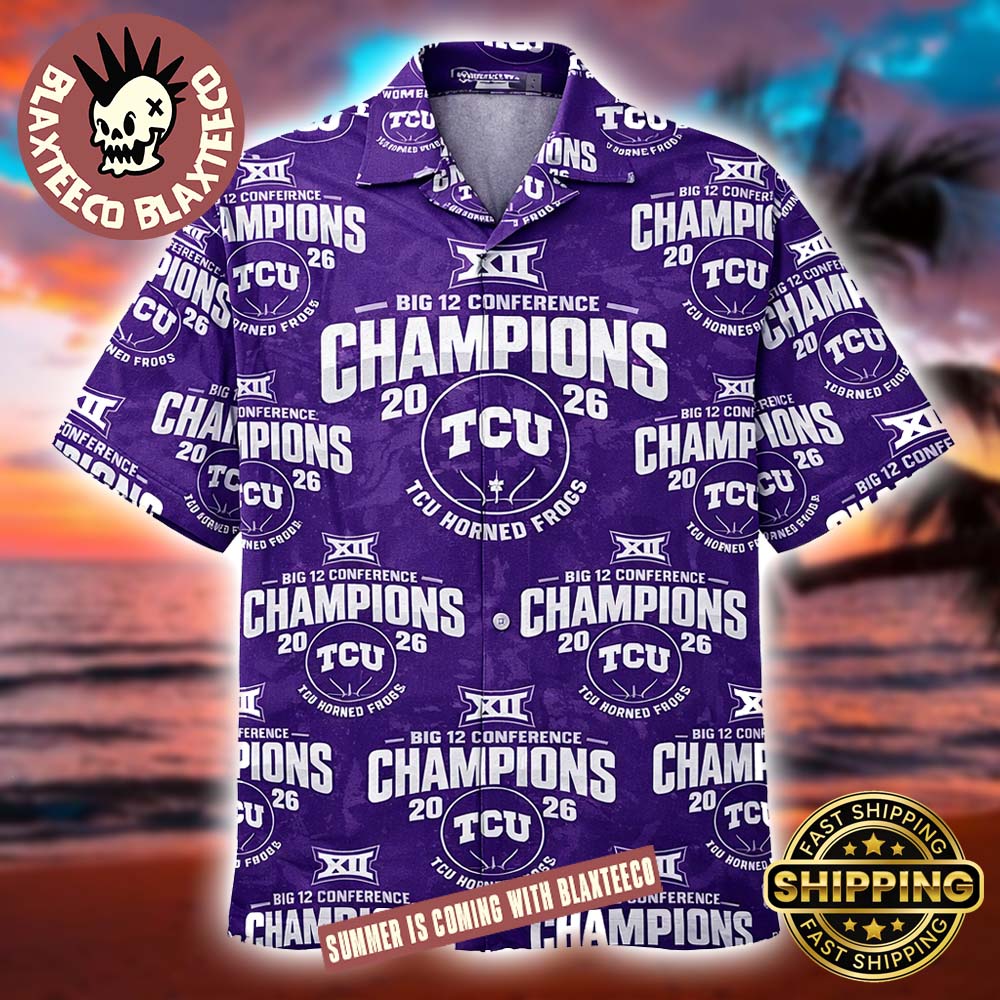 TCU Horned Frogs Womens Basketball 2026 Big 12 Conference Champions Locker Room Purple Hawaiian Shirt - T-Shirt, Sweatshirt, Hoodie