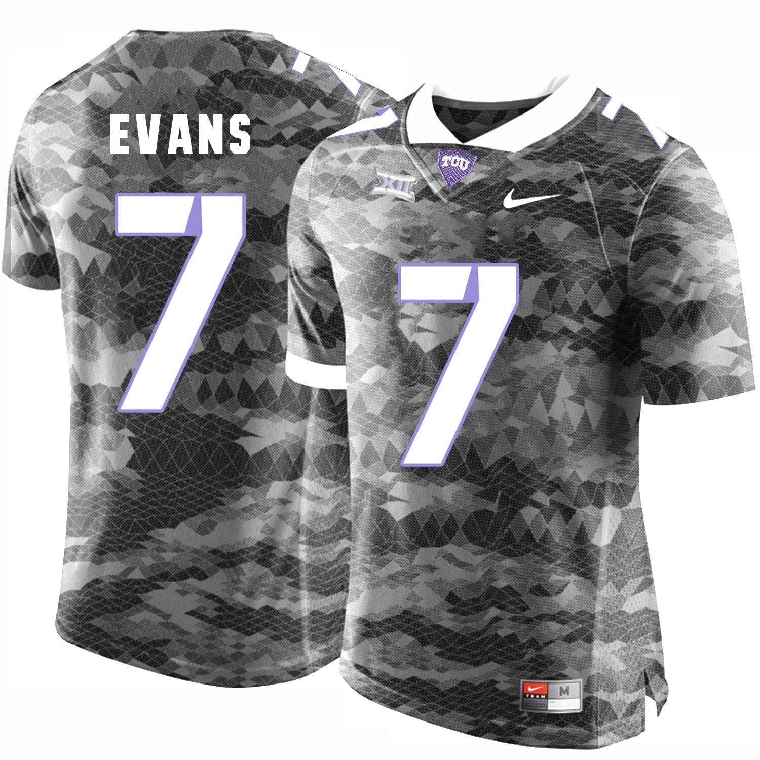 TCU EVANS 7 Grey College Football Jersey football jersey product view 1