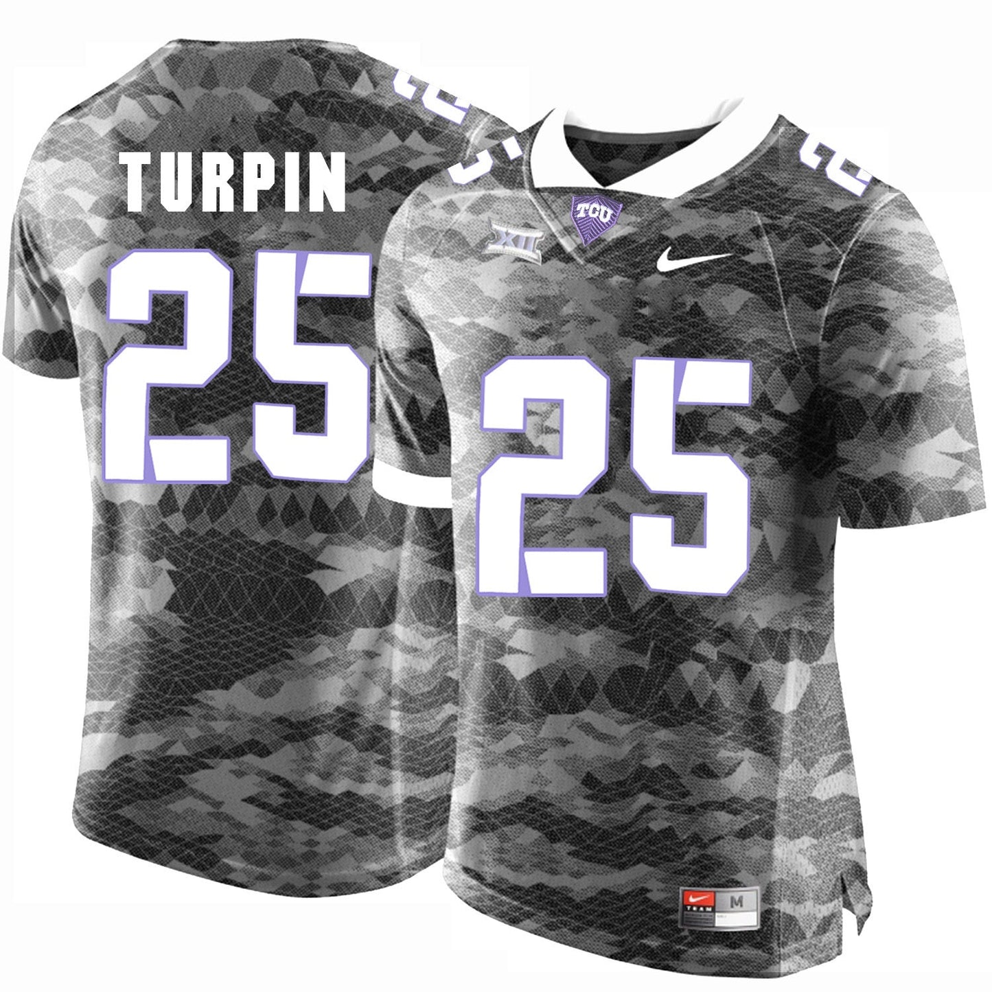 TCU TURPIN 25 Grey College Football Jersey football jersey product view 1