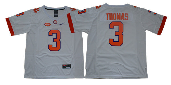 THOMAS 3 White College Football Jersey football jersey product view 1