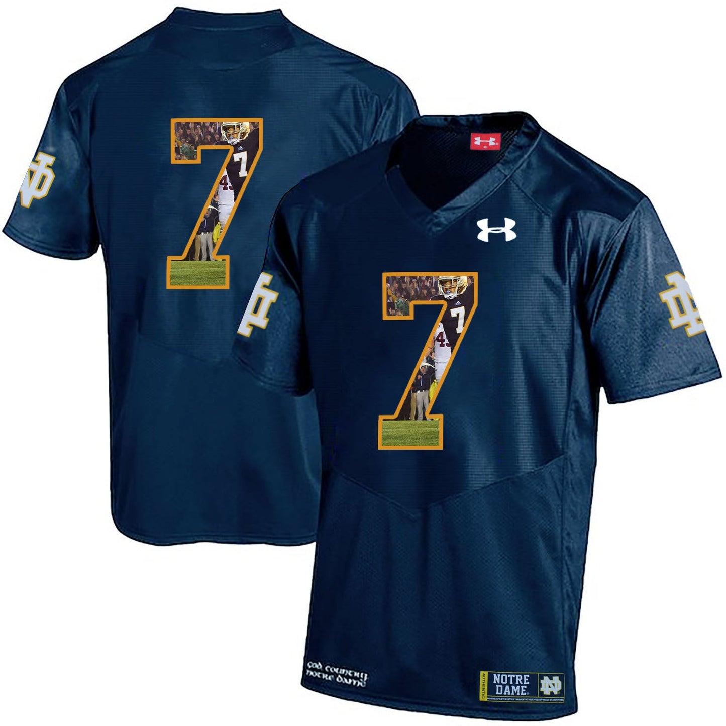 TJ Jones 7 Navy College Football Jersey football jersey product view 1