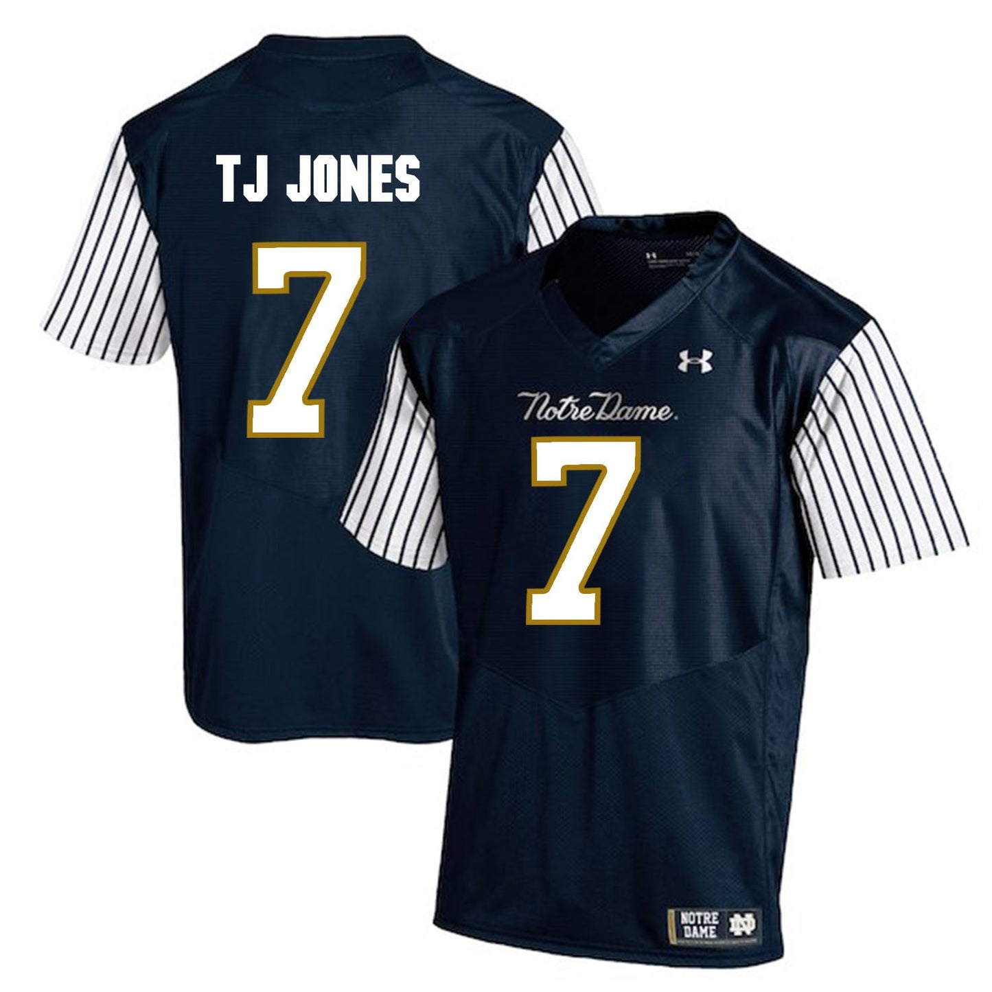 TJ Jones 7 Navy Style 2 College Football Jersey football jersey product view 1