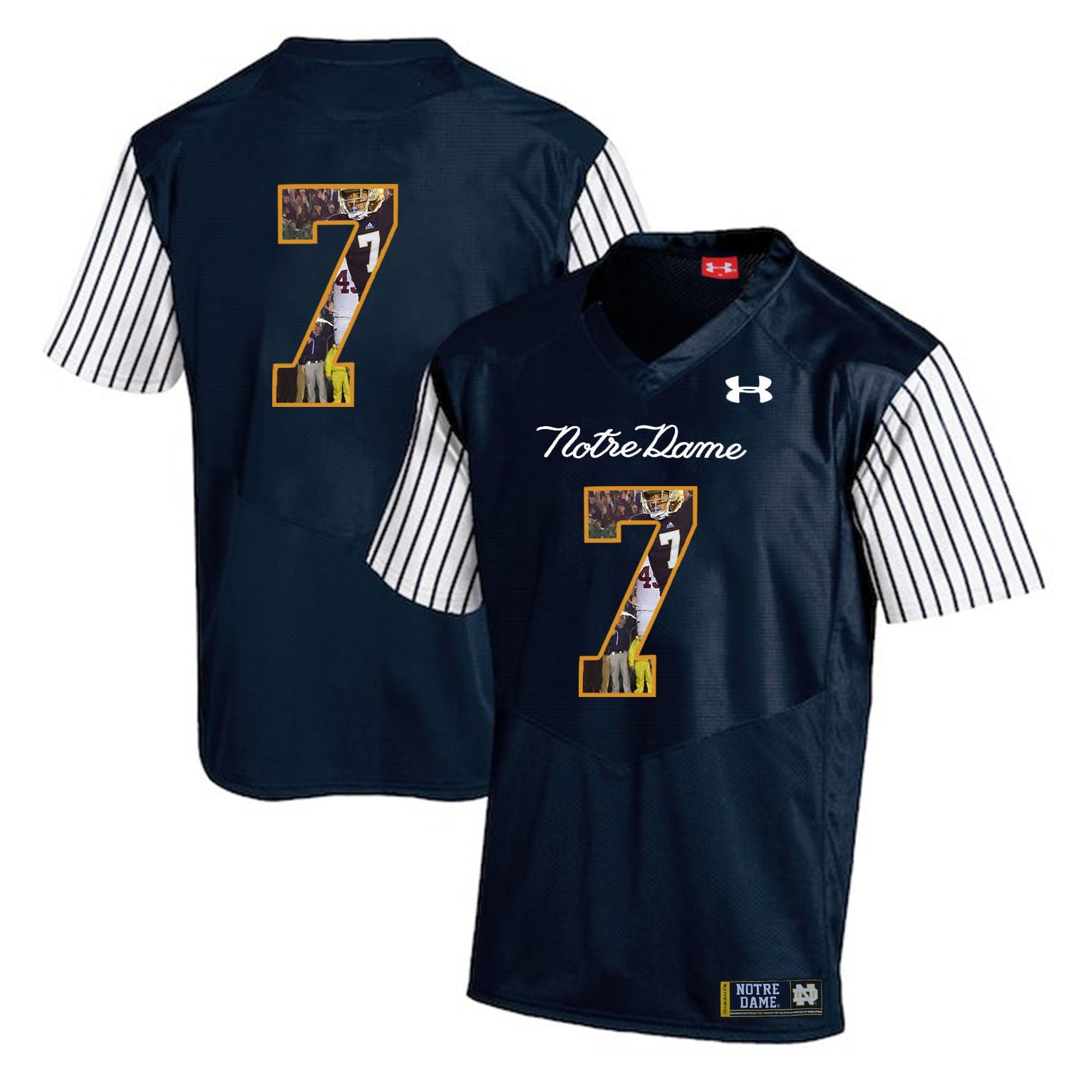 TJ Jones 7 Striped Blue College Football Jersey football jersey product view 1