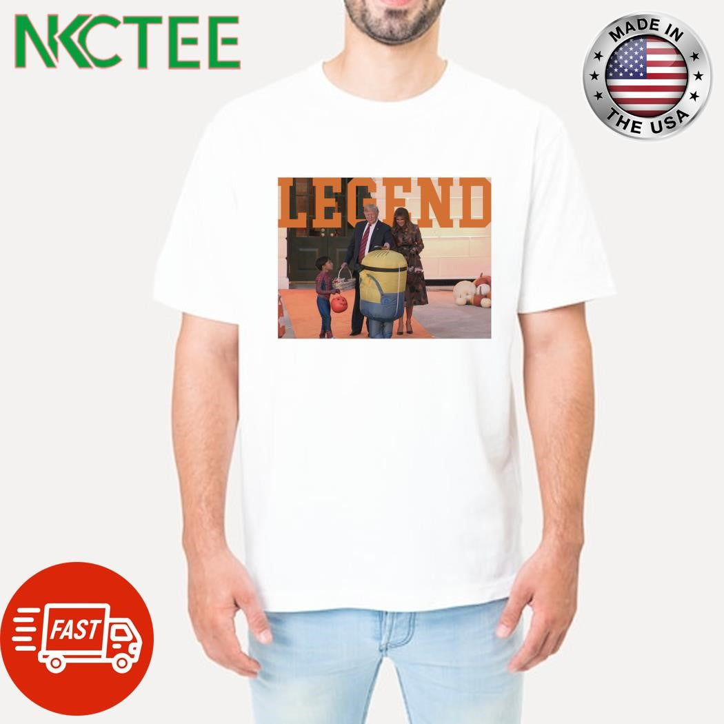TRUMP and Melania and Minions Trick Or Treat Legend photo shirt Unisex T-shirt, Sweatshirt, Hoodie, Long Sleeve Tee - T-Shirt, Sweatshirt, Hoodie