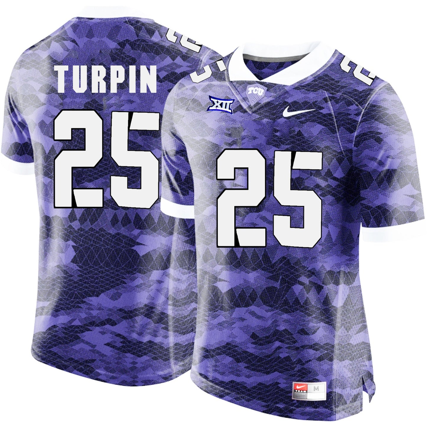 TUC TURPIN 25 Purple College Football Jersey football jersey product view 1