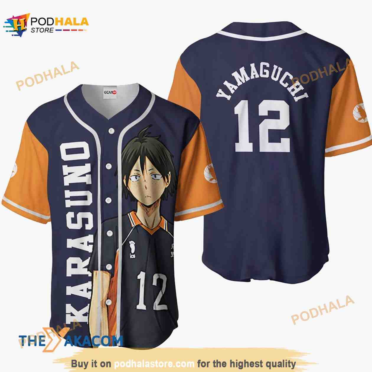 Tadashi Yamaguchi Haikyuu Anime 3D Baseball Jersey Shirt baseball jersey product view 1