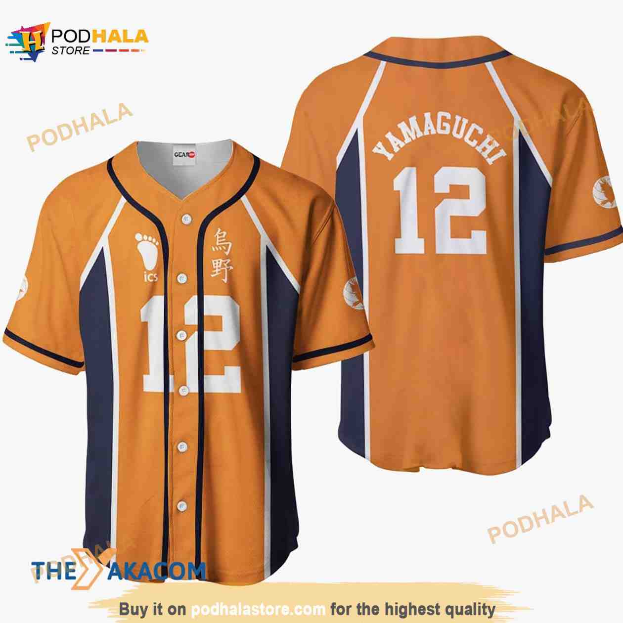 Tadashi Yamaguchi Haikyuu Anime Costume 3D Baseball Jersey Shirt baseball jersey product view 1