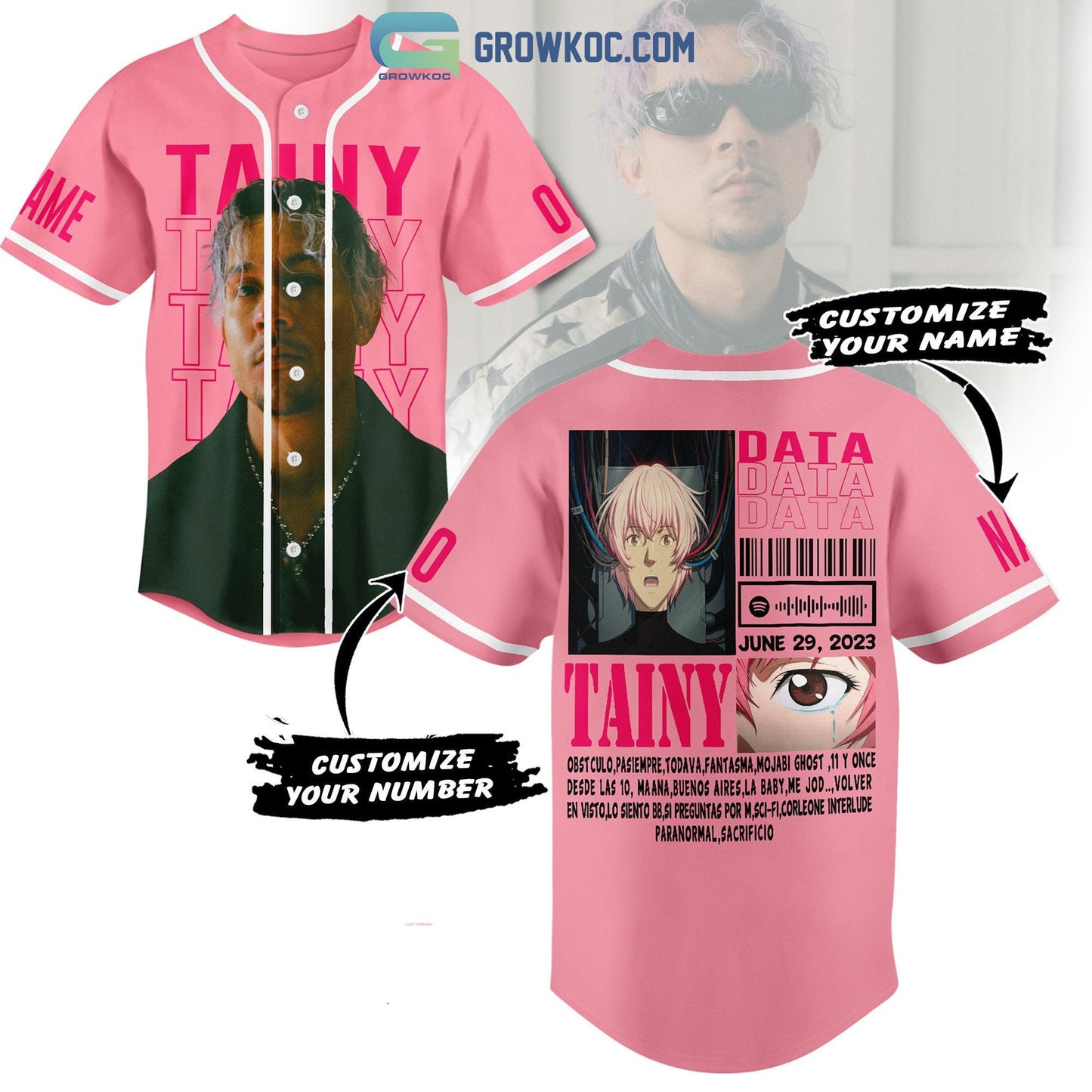 Tainy Data Personalized Baseball Jersey baseball jersey product view 1