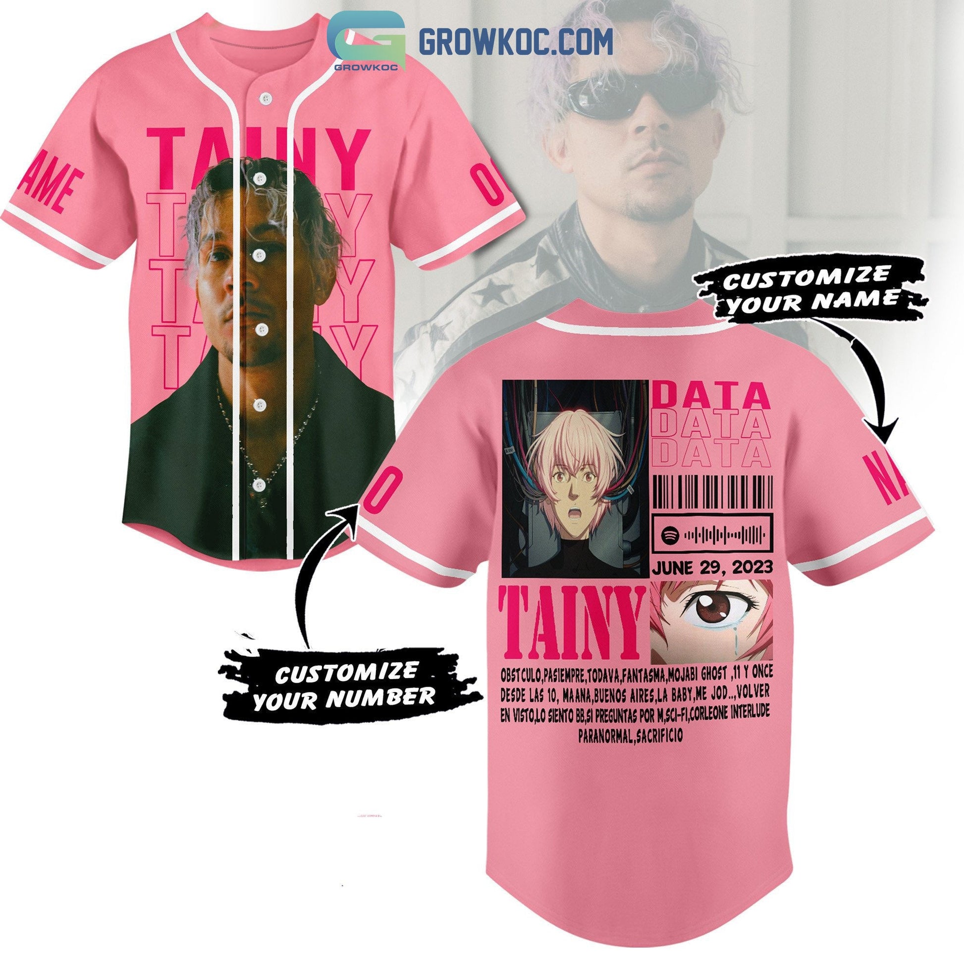Tainy Data Personalized Baseball Jersey baseball jersey product view 1
