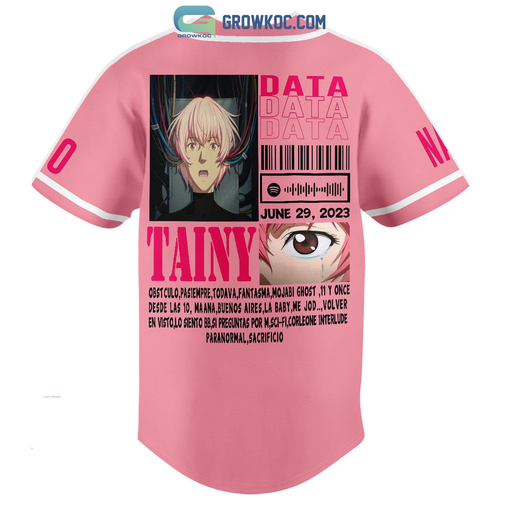 Tainy Data Personalized Baseball Jersey baseball jersey product view 3