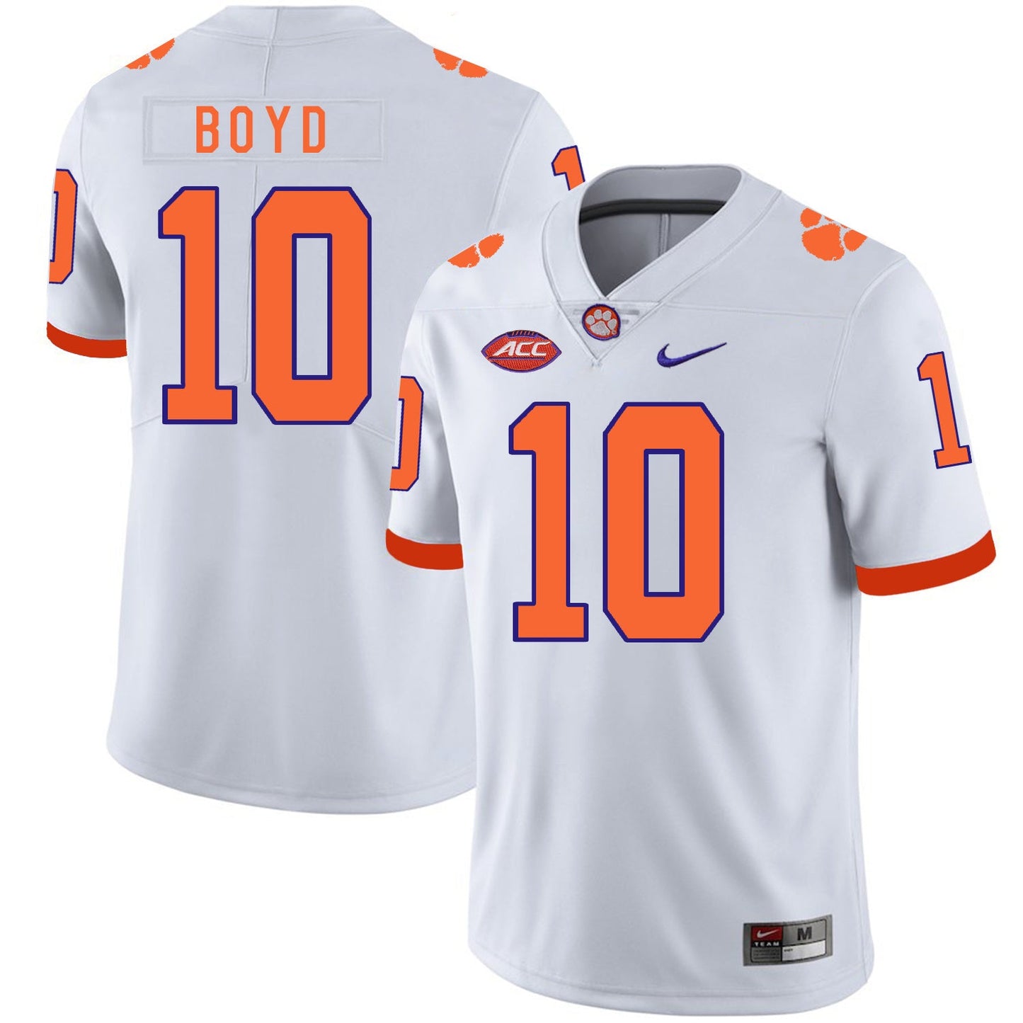 Tajh Boyd 10 White College Football Jersey football jersey product view 1