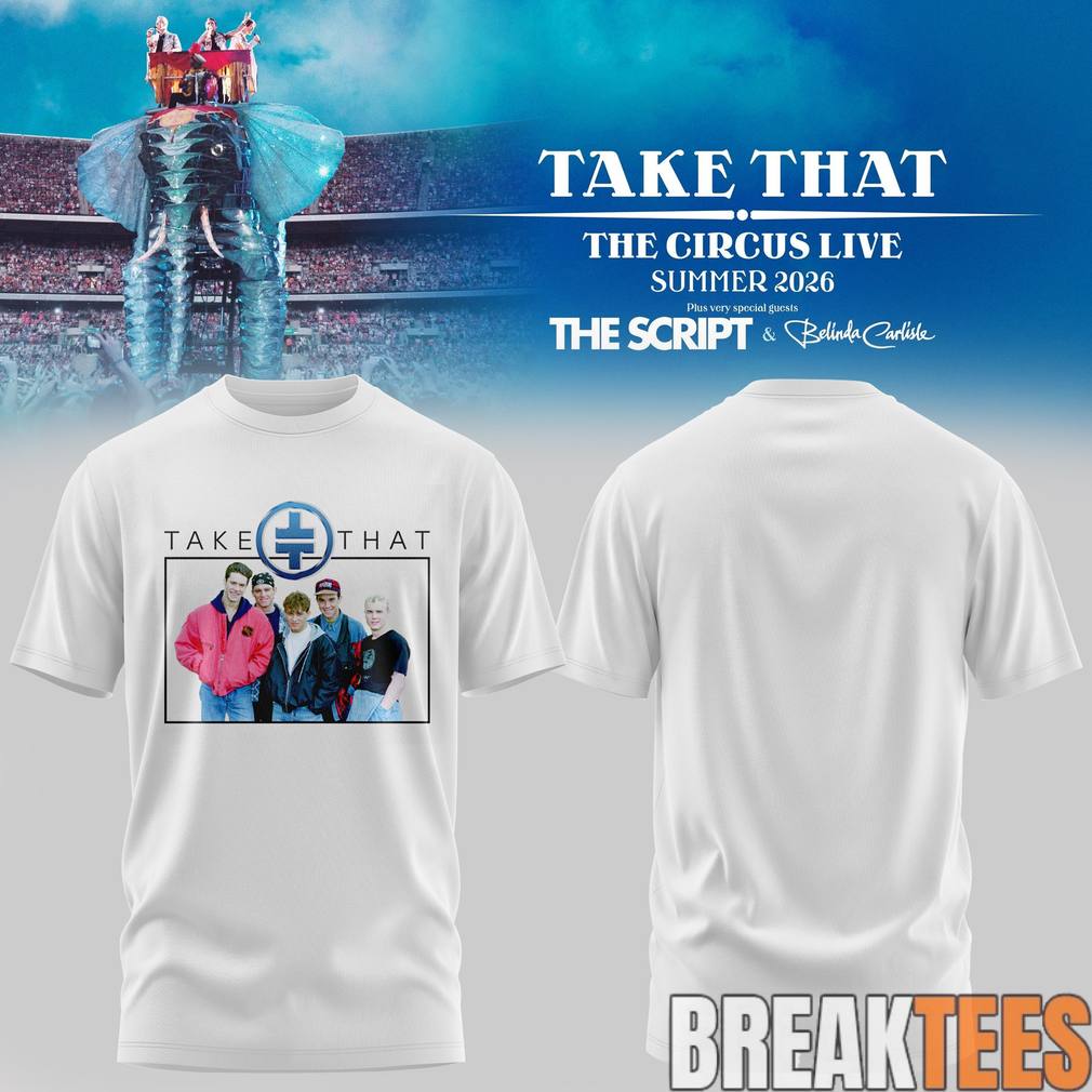 Take That x The Script The Circus Live 2026 Tee Unisex T-shirt, Sweatshirt, Hoodie, Long Sleeve Tee - T-Shirt, Sweatshirt, Hoodie